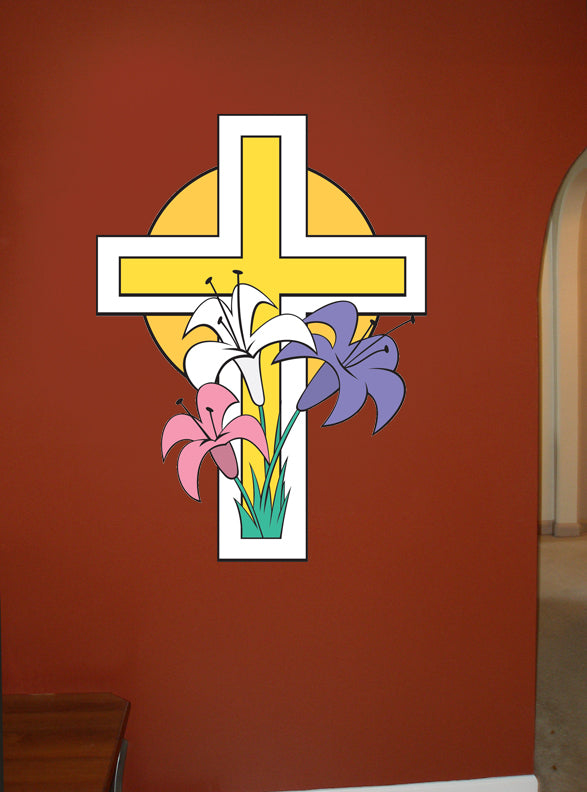 Easter Cross Wall Decal Cutout Installed
