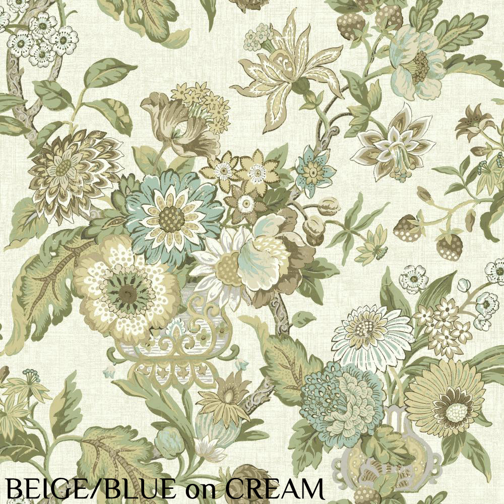 Waverly "Graceful Garden" Beige/Blue Wallpaper