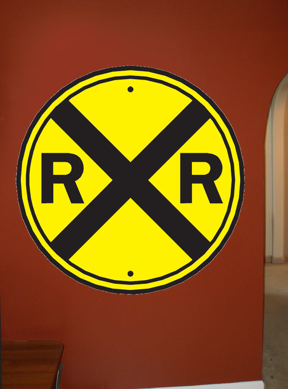 Railroad Crossing Sign Wall Decal Installed