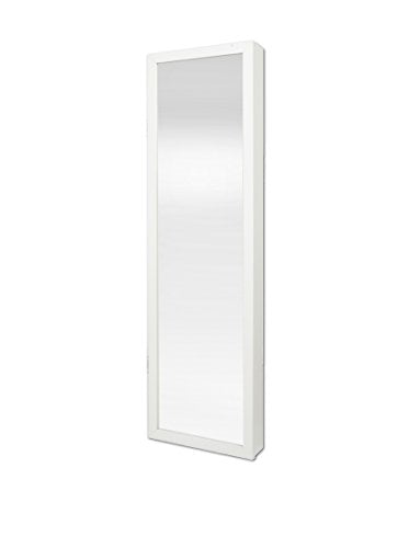 Plaza Astoria Wall/Door-Mount Jewelry Mirror Armoire 18"x53" White Angle