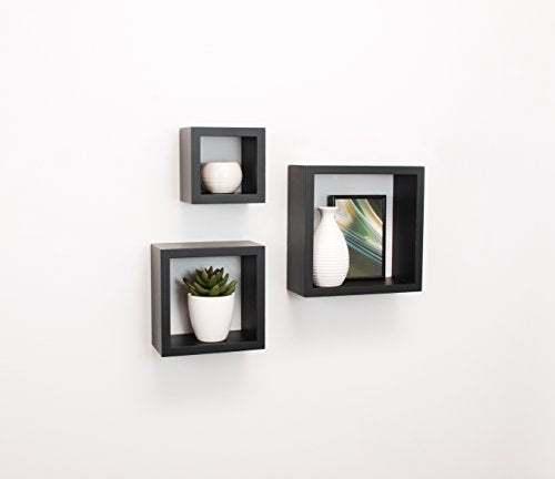Kiera Grace Cubbi Contemporary Floating Wall Shelves Black Installed