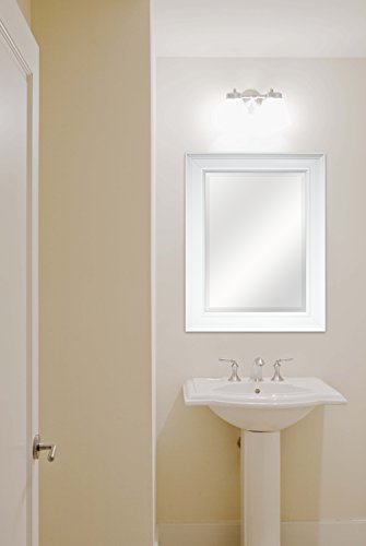 MCS Beveled Mirror, 21.5"x27.5" White Installed