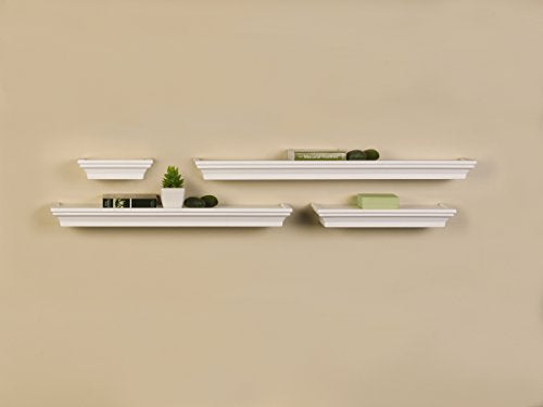 Melannco Wall Shelves (Set of 4) White Installed