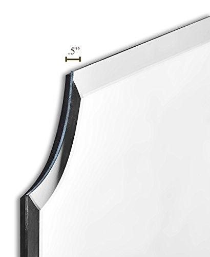 Large Beveled Scalloped Edge Rectangular Wall Mirror 24" x 36" Edging