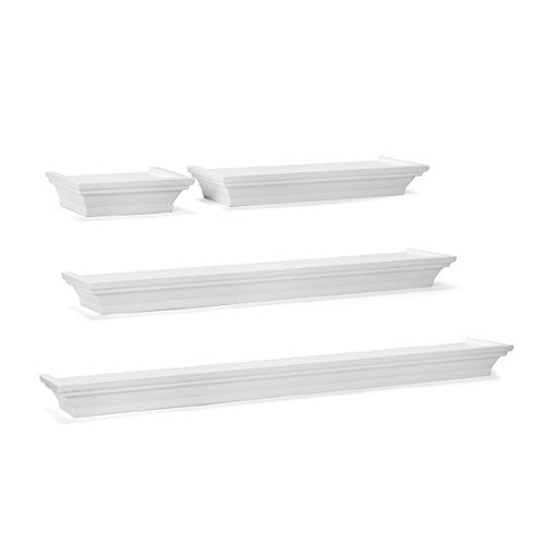 Melannco Wall Shelves (Set of 4) White Angle