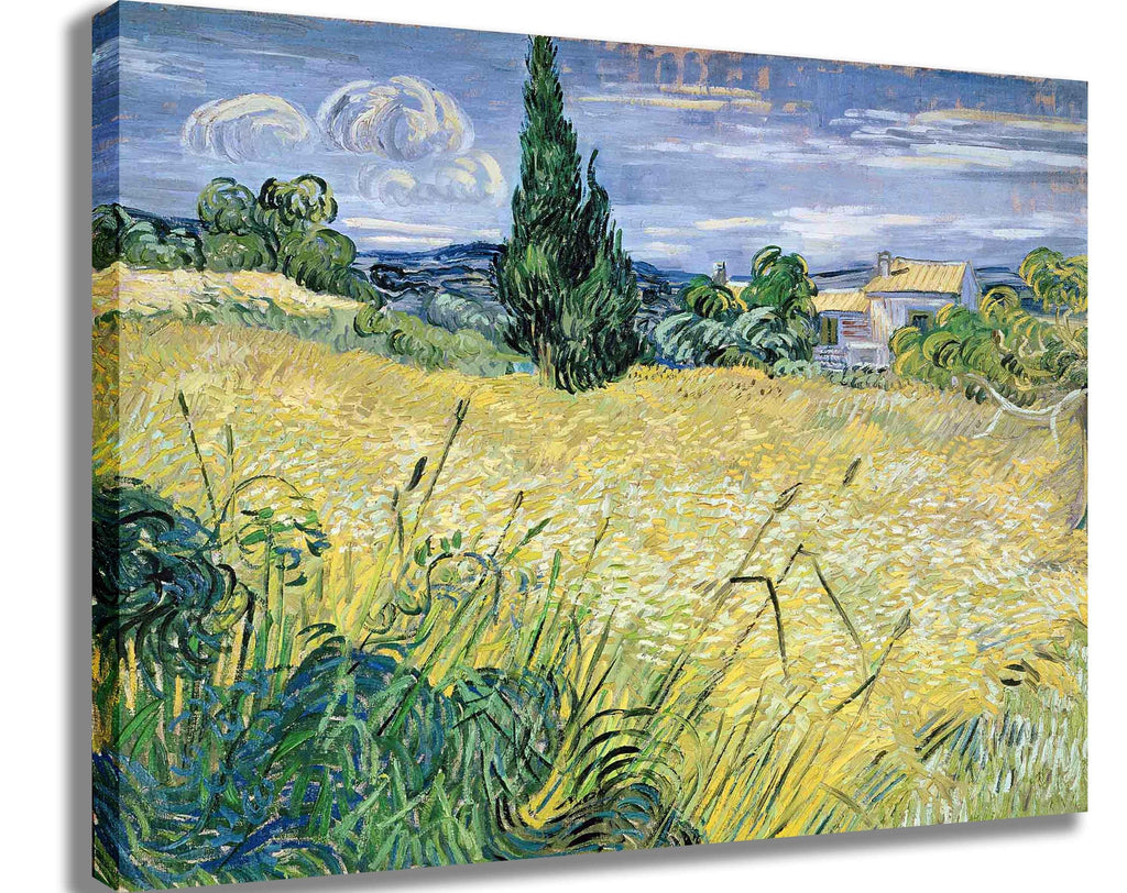 van Gogh "Landscape with Green Corn" (1889) Canvas Printed