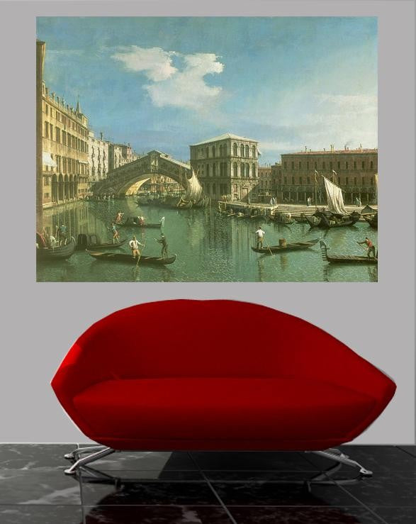 Canaletto "The Rialto Bridge" (18th) Glossy Poster