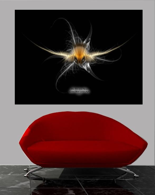 Xzendor Tri-Star Ninja Golden Head Silver Moth Wall Decal