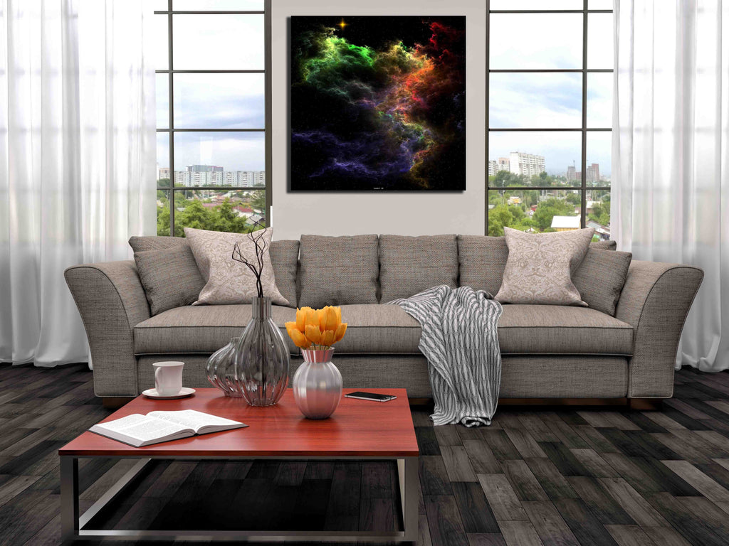 Xzendor7 "Art Stucco Mosaic Nebula Cluster" Canvas Installed