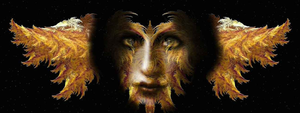 Xzendor7 "Gold Girl Fractal Feather Fluff Carved" Wall Decal