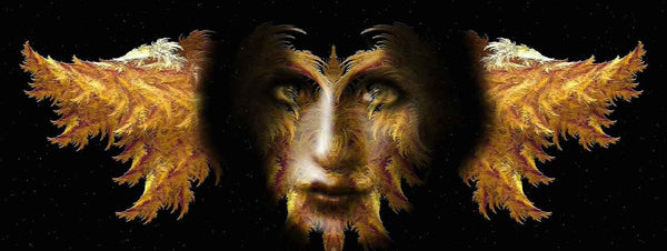 Xzendor7 "Gold Girl Fractal Feather Fluff Carved" Wall Decal