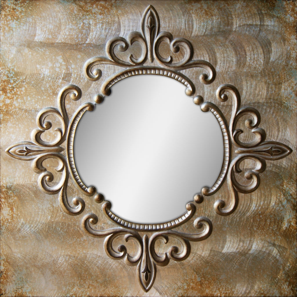 Square Ornate Inlay Wall Mirror 28.5"x28.5"