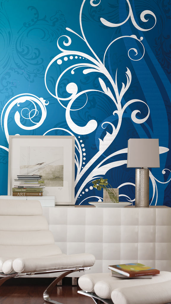 Elegant Scroll Prepasted Wall Mural 10.5'W x 6'H Installed