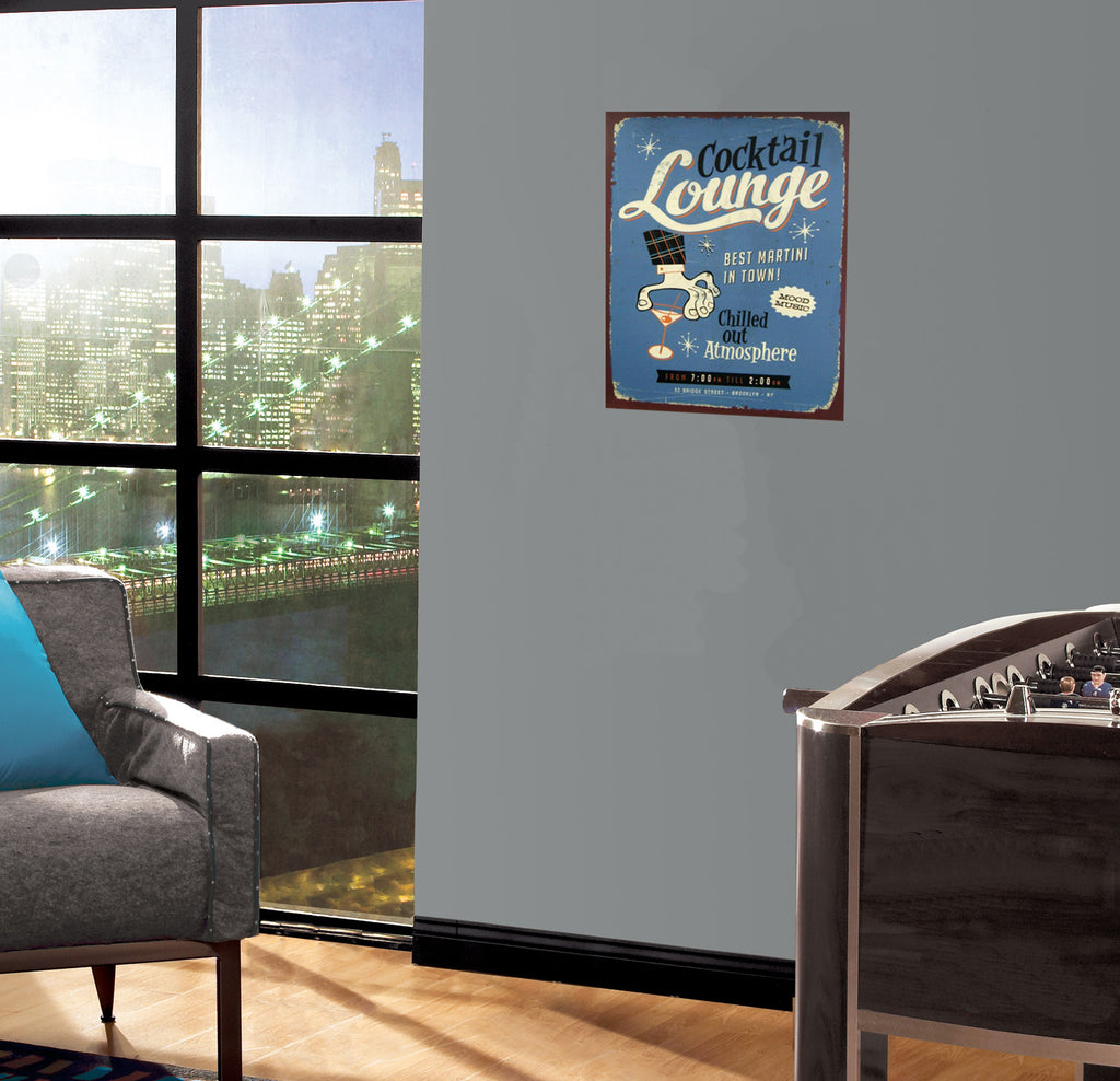 Cocktail Lounge Metal Sign 10"x13" Installed