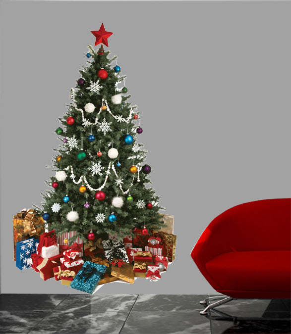 Christmas Tree Wall Decal Cutout Installed