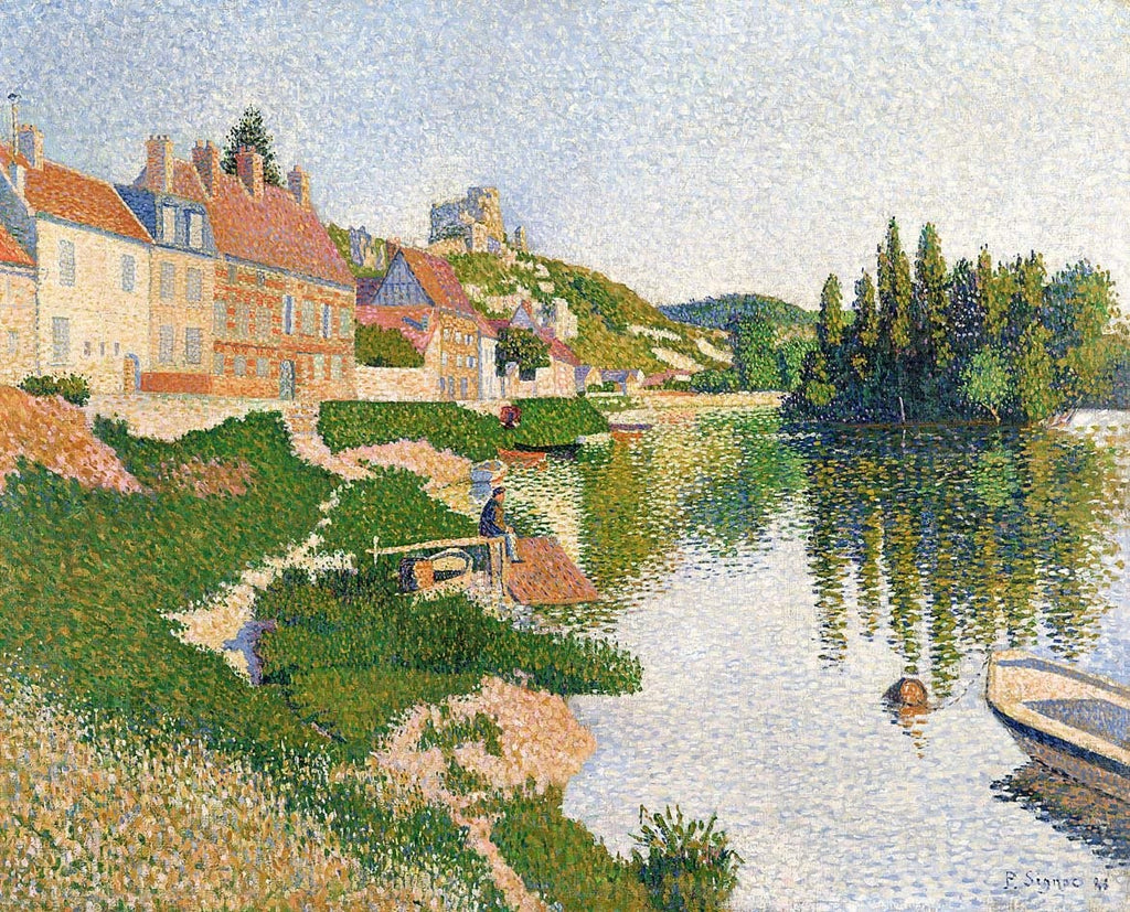 Signac "The River Bank" (1886) Glossy Poster