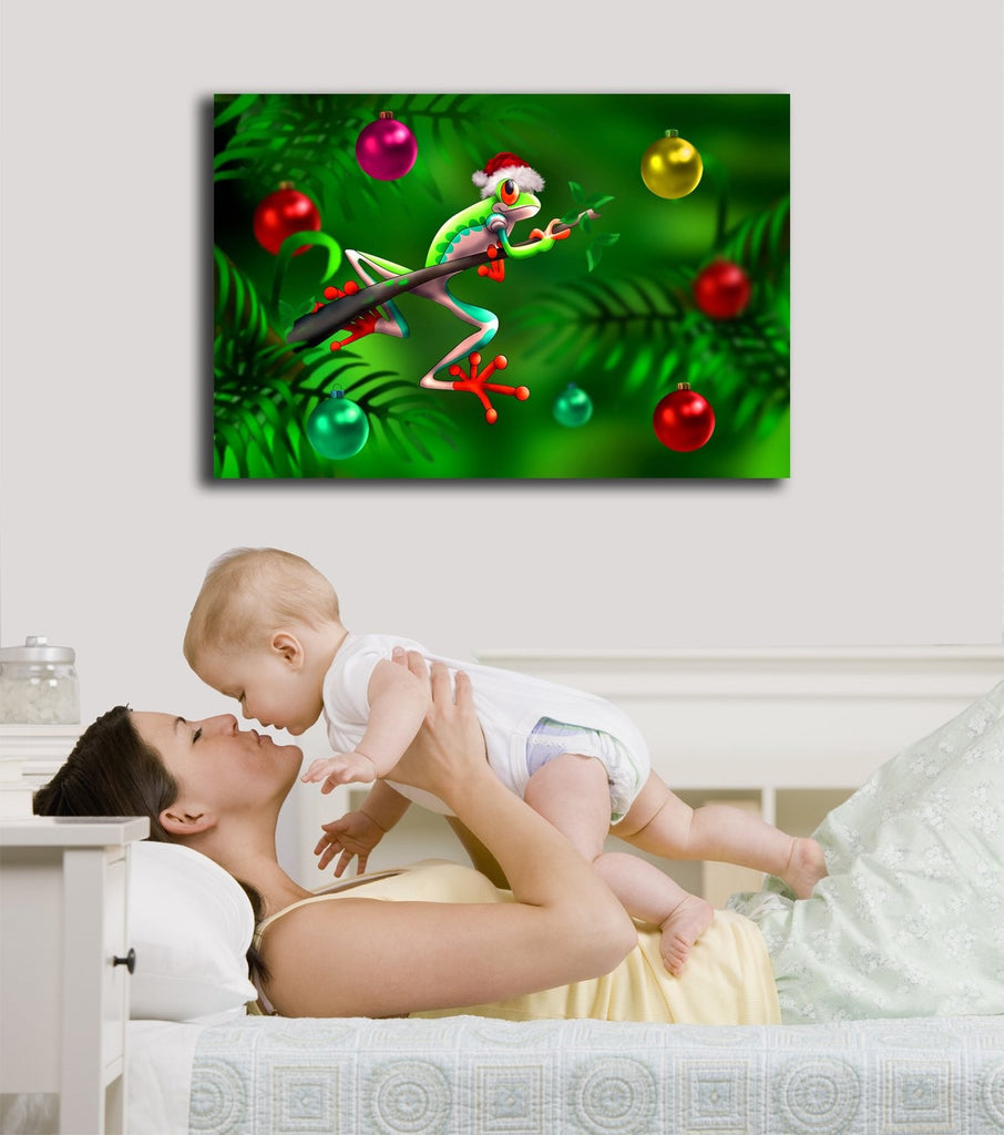 Murals2Go Christmas Frog II Canvas Installed