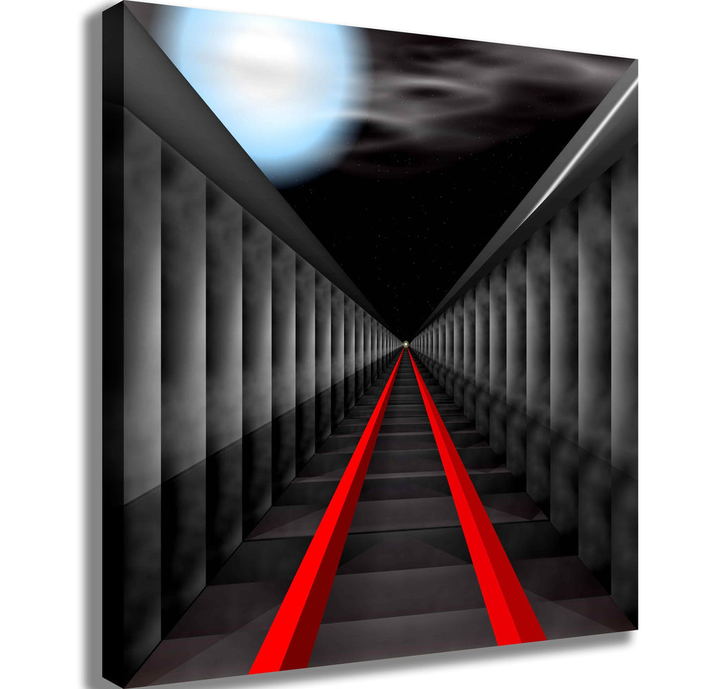 Xzendor7 "Light at the Far End of the Tracks" Canvas Printed