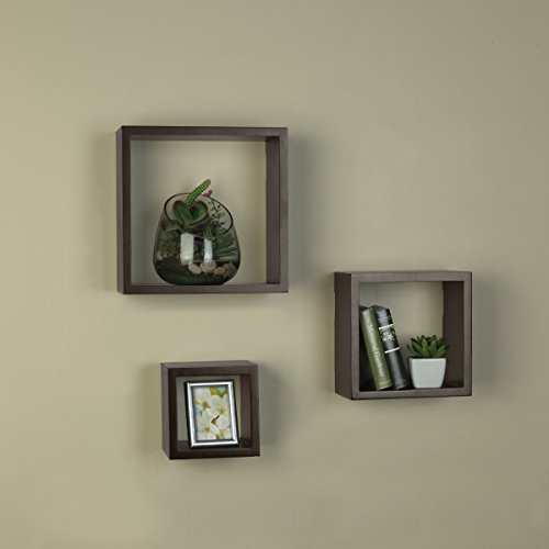 Melannco Square Wood Shelves (Set of 3, 3 Color Variants)