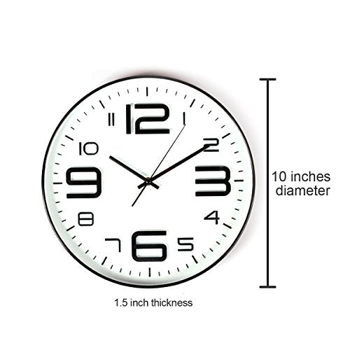 SonYo 10" Big 3D Number Blackedge Quartz Wall Clock Size