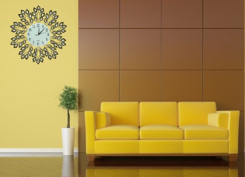 Lulu Decor 25" Decorative Leaf Metal Wall Clock Installed4