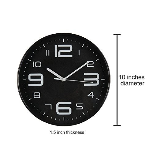 SonYo 10" Big 3D Number Silent Wall Clock Size