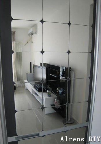 Alrens 15x15cm Squares Roof Ceiling Decor Mirror Surface Crystal Wall Stickers, 6 Pieces (Silver)