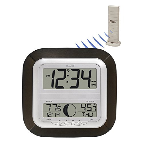 La Crosse Technology Atomic Digital Wall Clock with Moon Phase Features