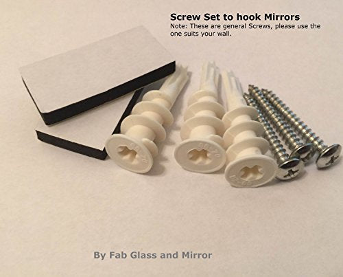 Rectangle Beveled Polished Frameless Wall Mirror with Hooks (5 sizes) Accessories