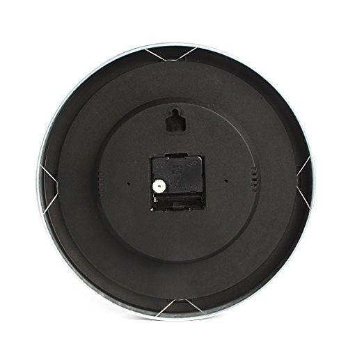 Hippih 12" Non-Ticking Decorative Silver Aluminium Wall Clock Back