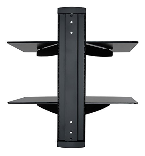 Mount-It! Wall Mounted AV Component Shelving System with 2 Adjustable Tempered Shelves Back