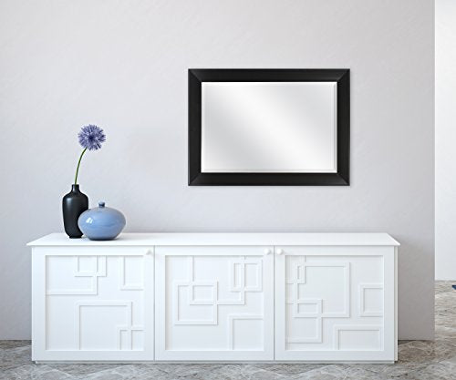 MCS Wedge Rectangular Mirror, 30"x42" Black Installed