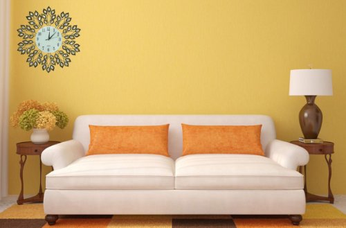 Lulu Decor 25" Decorative Leaf Metal Wall Clock Installed6