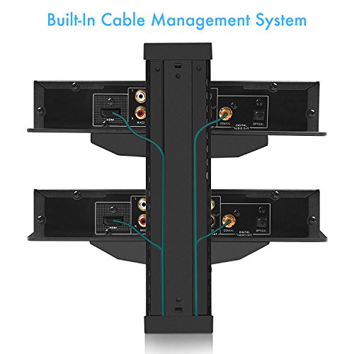 PERLESMITH Double Floating Wall Mount Shelf w/Tempered Glass Shelves Back
