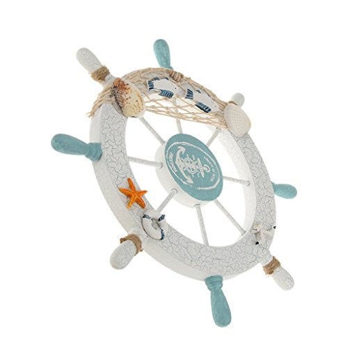 Rienar Nautical Beach Wooden Boat Ship Steering Wheel 10.5" x 10.5" Angle2