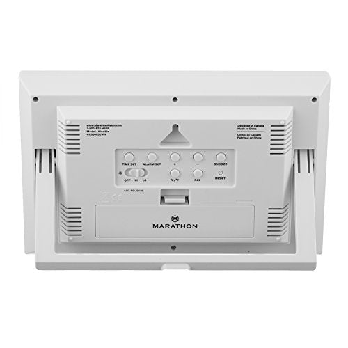 MARATHON Atomic Digital Wall Clock With Auto-Night Light, Temperature & Humidity 12"x9" Back