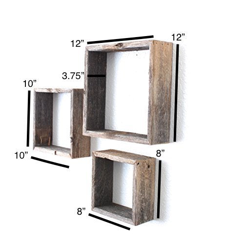 BarnwoodUSA Rustic Open Box Shelves (Set of 3) Szies