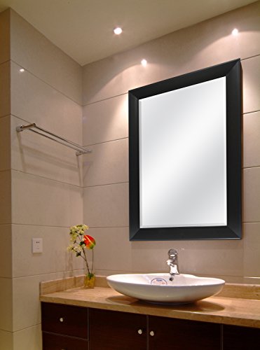 MCS Wedge Rectangular Mirror, 30"x42" Black Installed2