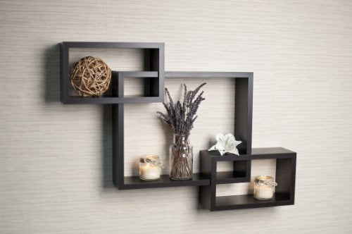 Danya B Intersecting Boxes Color Wall Shelf Black Installed