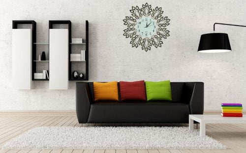 Lulu Decor 25" Decorative Leaf Metal Wall Clock Installed8