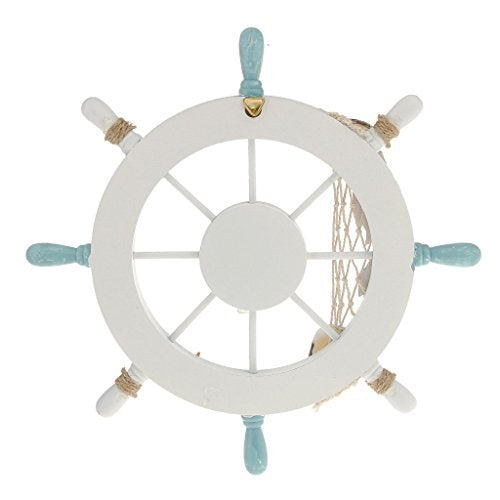 Rienar Nautical Beach Wooden Boat Ship Steering Wheel 10.5" x 10.5" Back
