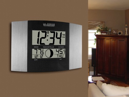 La Crosse Technology Atomic Wall Clock with Indoor/Outdoor Temperature Installed