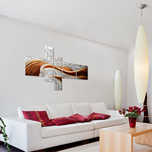 Pure Art Caramel Desire Contemporary Metal Artwork (Set of 5 Panels) 40"x69" Installed2