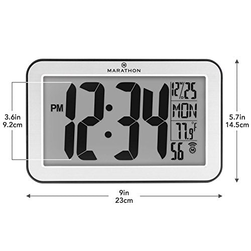 MARATHON Atomic Self-setting Self-adjusting Wall Clock 9"x5.6" Size
