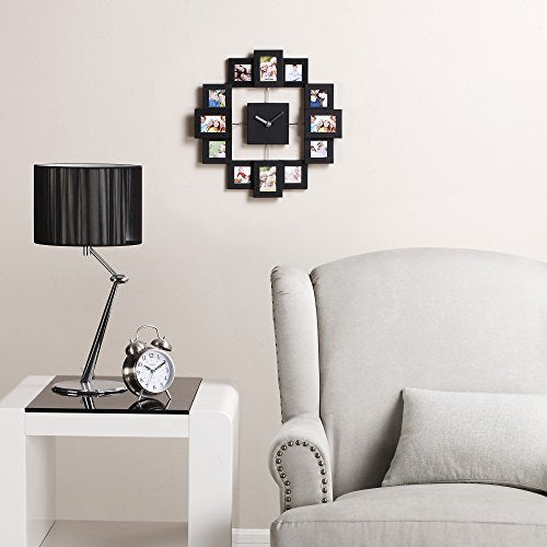 VonHaus 12 Picture Aluminum Decorative Photo Frame Wall Clock Installed