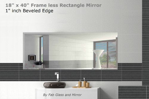 Rectangle Beveled Polished Frameless Wall Mirror with Hooks (5 sizes)