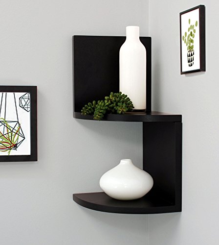Kiera Grace Priva 2-Tier Corner Shelf 7.75"x 7.75" Black Installed