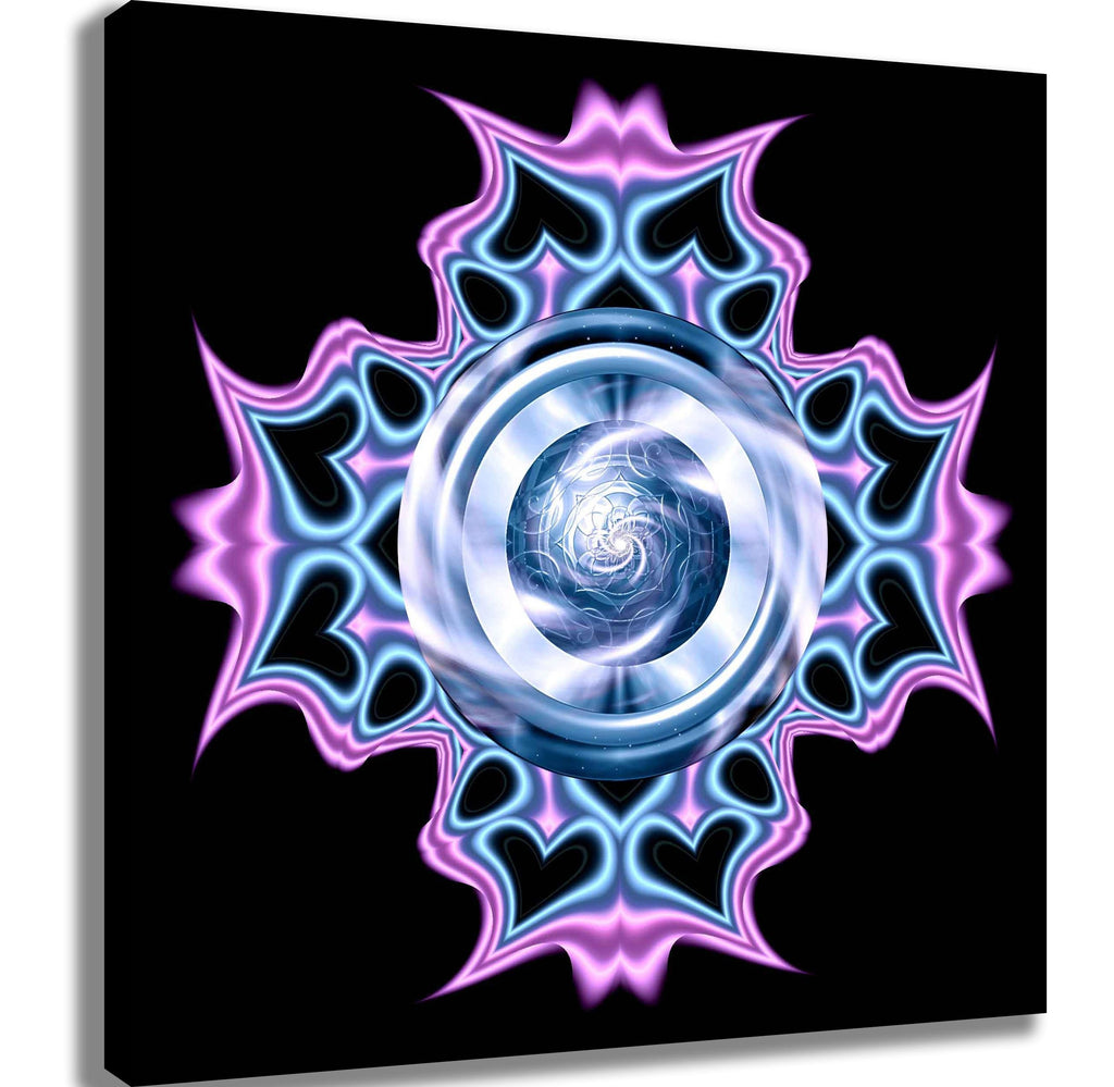 Xzendor7 "Warped Hearts Metallic Blue Pink" Canvas Printed