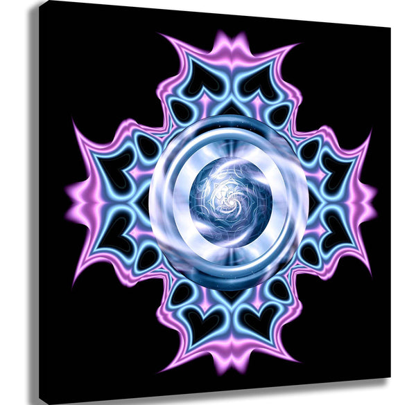 Xzendor7 "Warped Hearts Metallic Blue Pink" Canvas Printed