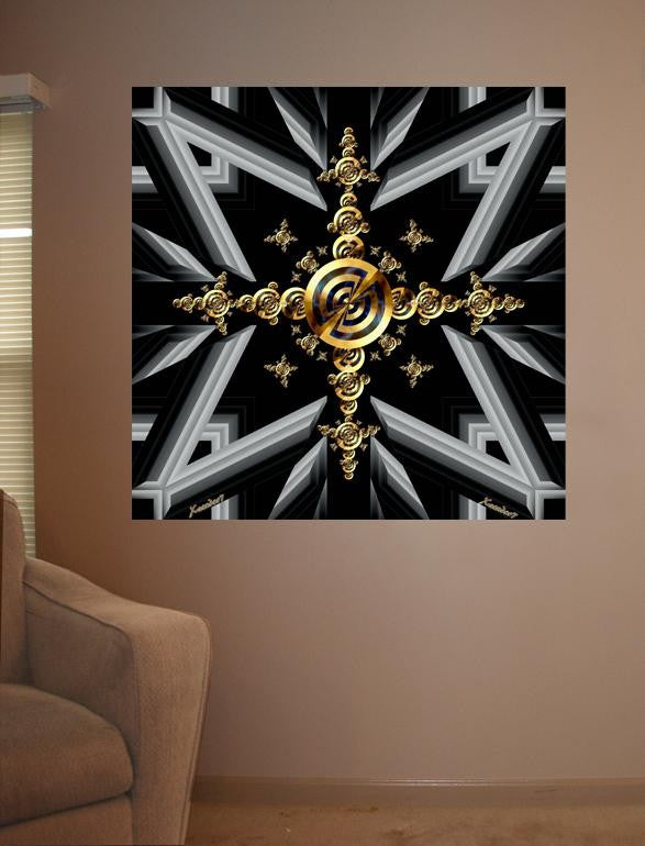 Xzendor7 "Golden Twirl Cross Light" Wall Decal